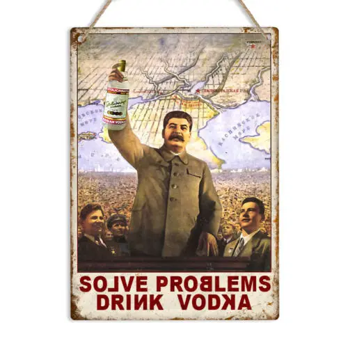 SOLVE PROBLEMS DRINK VODKA Retro Metal Wall Sign Vintage Plaque Man Cave Bar pub