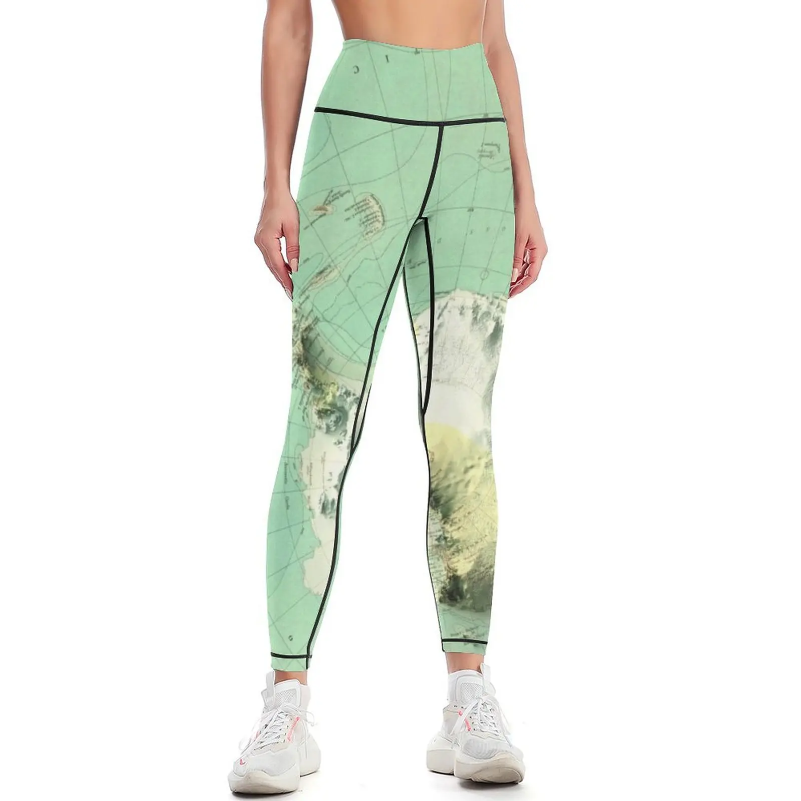 

1928 Antarctica Relief Map 3D digitally-rendered Leggings gym pants Women's tights Leginsy push up Womens Leggings