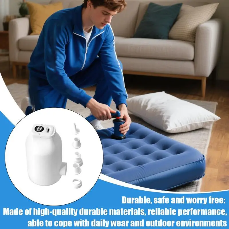 

Воздушный насос для надувных лодок, портативный электрический поплавковый насос с 5 насадками, светодиодный светильник, спортивные аксессуары для отдыха на открытом воздухе для кемпинга