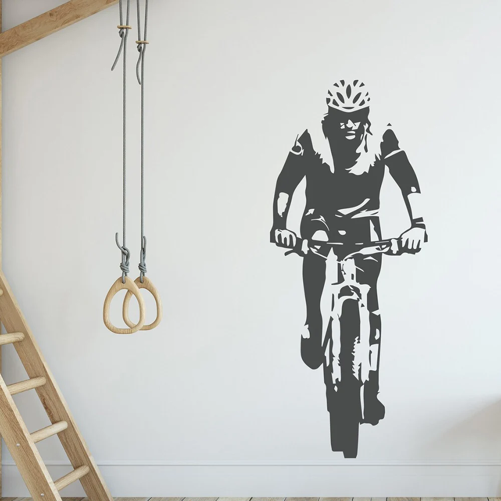 Bicycles Wall Decal Bike Sticker Vinyl Bicycle Sport Wall Sticker Cyclist Decal for Teens Boys Kids Room Decor Bike Gifts A600