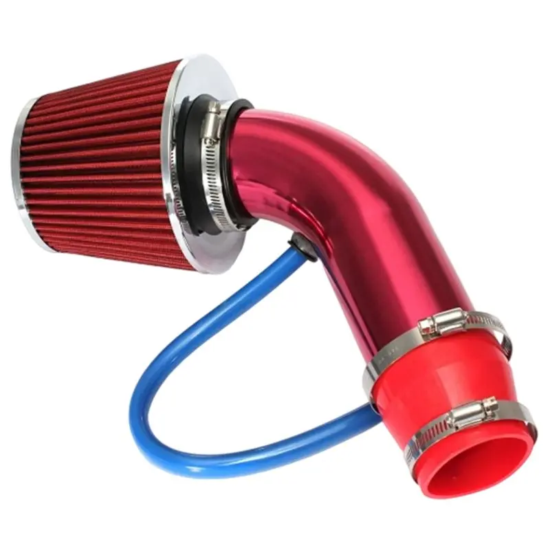 A95E-Universal Car Cold Air Intake Filter Alumimum 3 Inch Aluminum Induction Kit Pipe Hose System Red