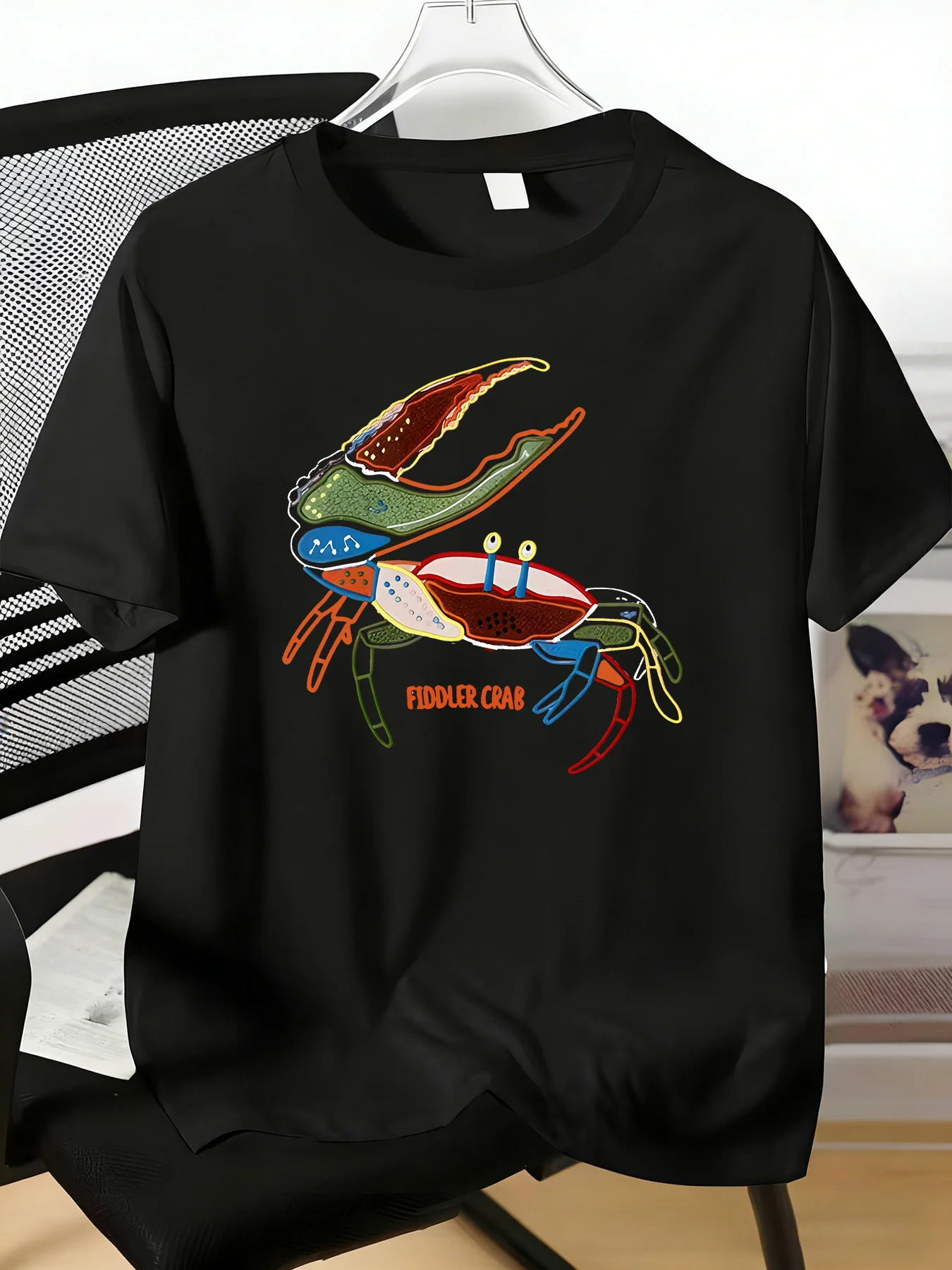 Mens Red Basic T Shirt Hand Drawn Vibrant Fiddler Crab Pattern Comfort Crew Neck Short Sleeve Summer Daily Street Casual Tops