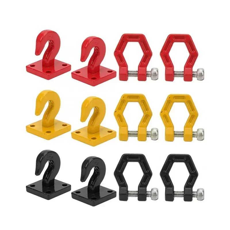 

Metal bumper D-ring red Tow Trailer Chain Hook Shackles 2PCs for 1/10 RC crawler car TRX-4 axial scx10 90046 D90 Cc01 D110