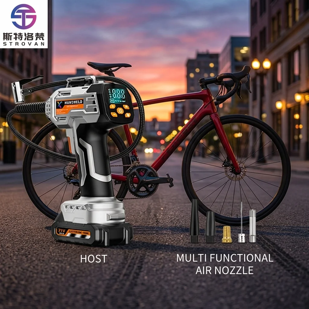 Emergency Use ABS Car Tyre Inflator Tire Pressure Digital Pressure Gauge Emergency Light-Portable Handheld Air
