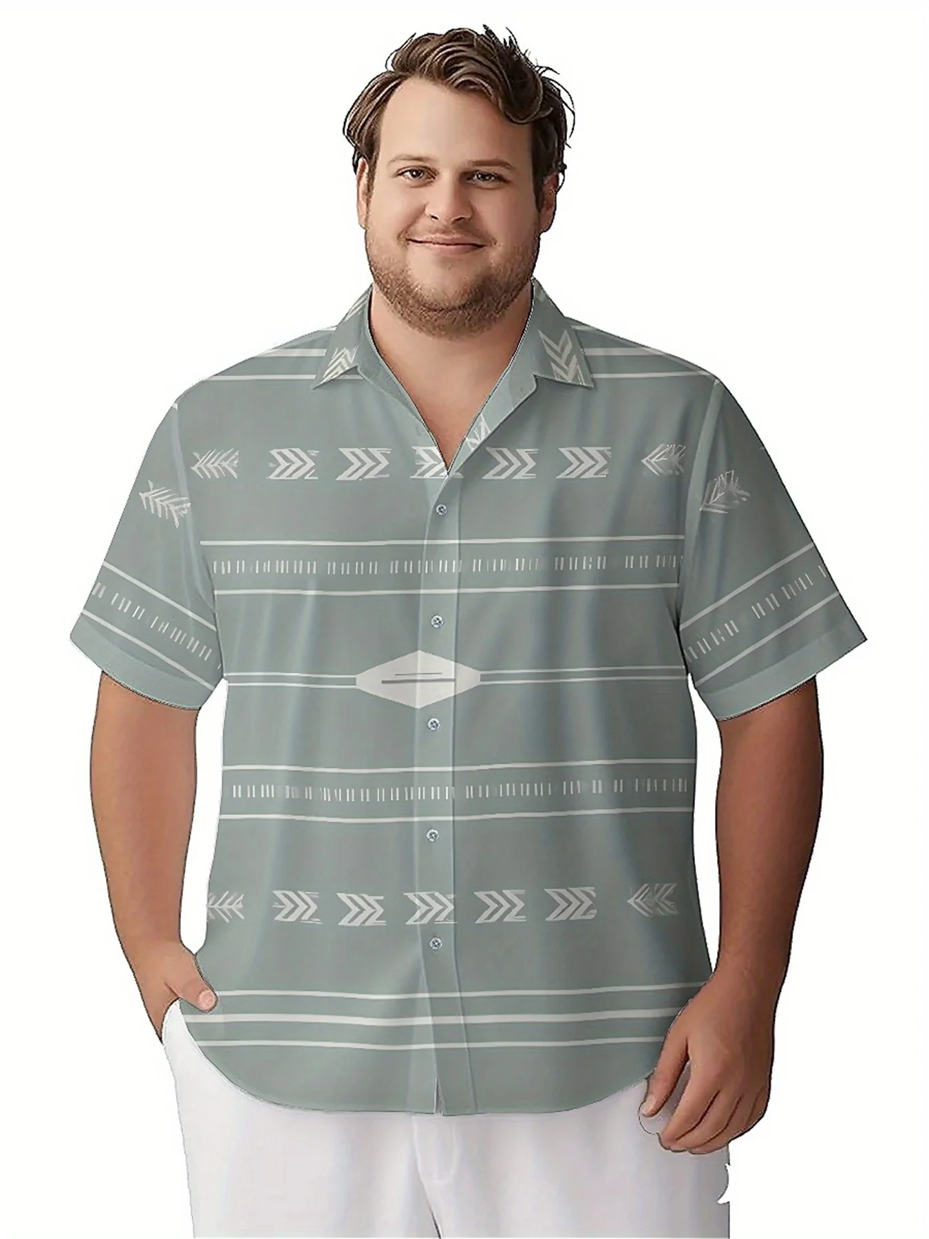 Men's Plus Size Hawaiian Shirts Simple Geometry Pattern,New in Summer Fashion Tops,Hip Hop Rock Streetwear