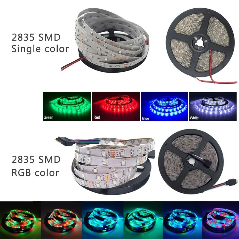 LED Strip Light 5m 300Leds SMD2835 DC12V Flexible Ribbon Lamp Tape White Warm Red Green Blue Luces Led Lights for Room Decoratio