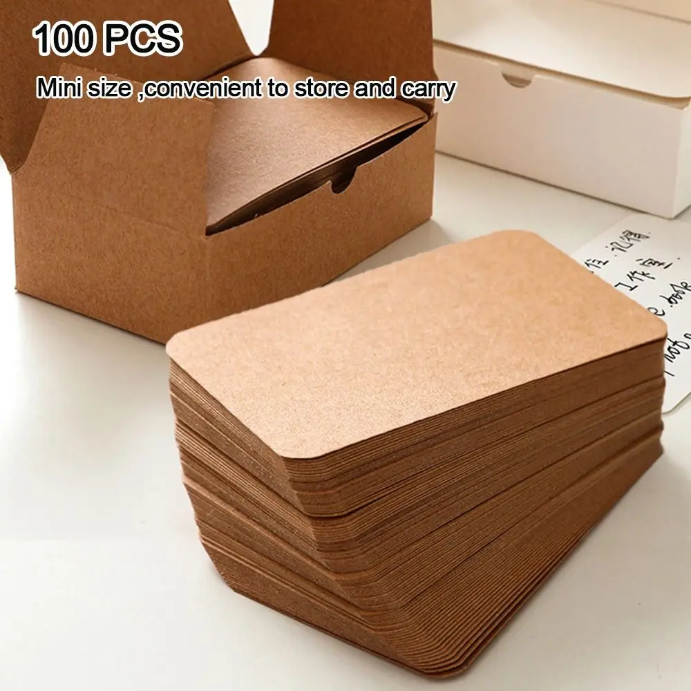 100pcs/box Retro Double-sided Blank Kraft Paper Card Word Card Message Card DIY Postcard Gift Greeting Invitation Card