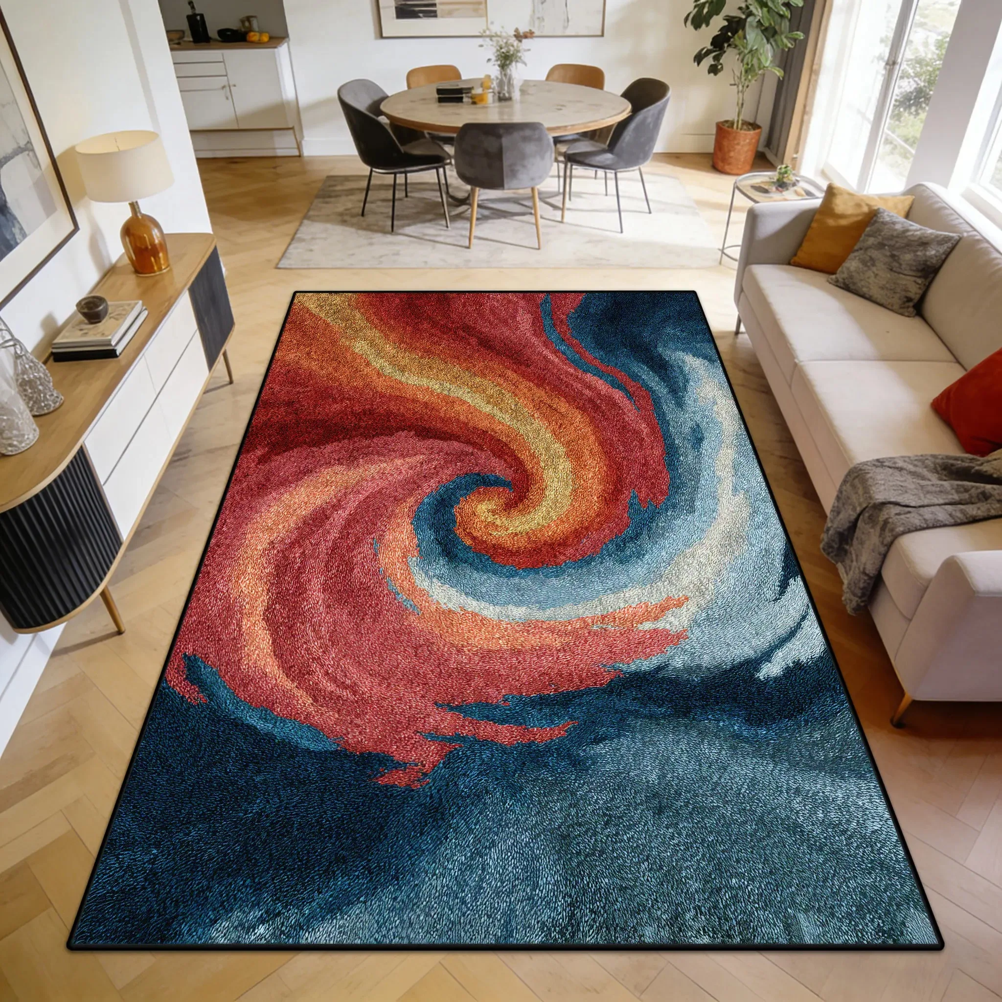 Modern Fluid Art Colorful Soft Living Room Carpet Decoration Bedroom Bedside Cute Fluffy Rug Large Floor Mat Alfombra Para Salón