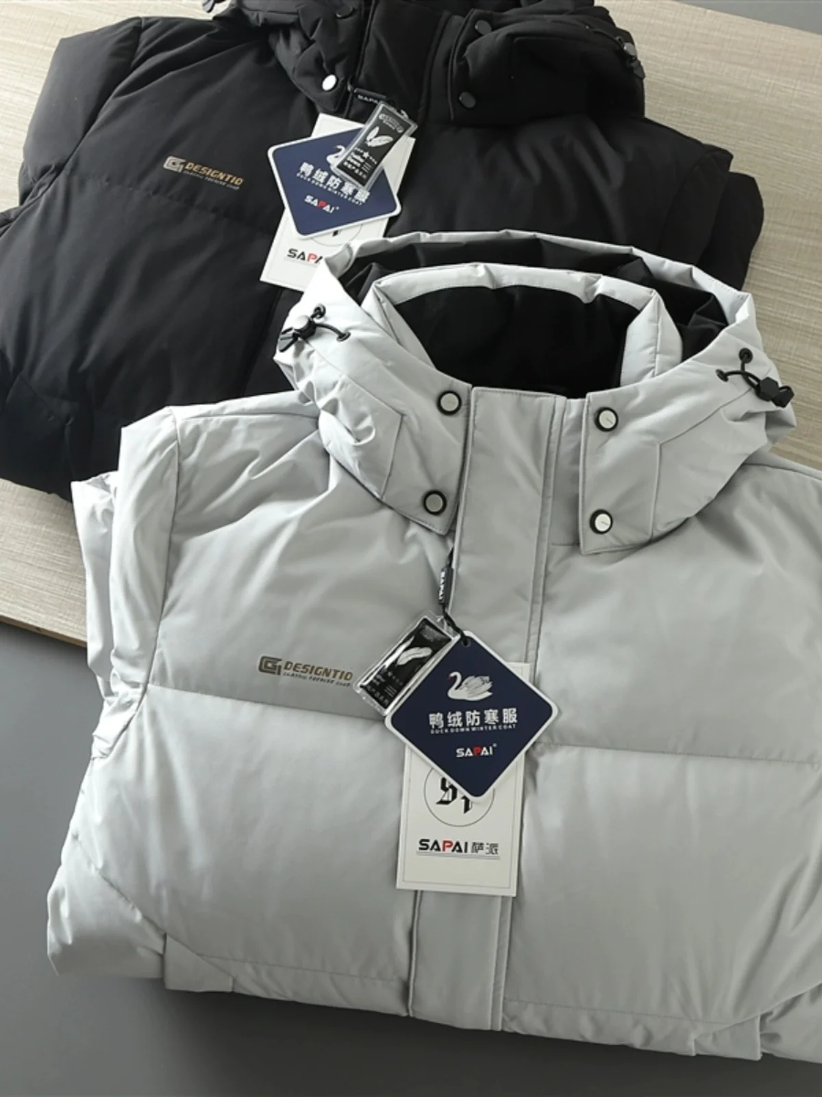 

Warmth Du down Jaet Men's Mid-Length Thiened Winter Coat Windproof Water-Resistant 90 Du Feather Hooded Puffer