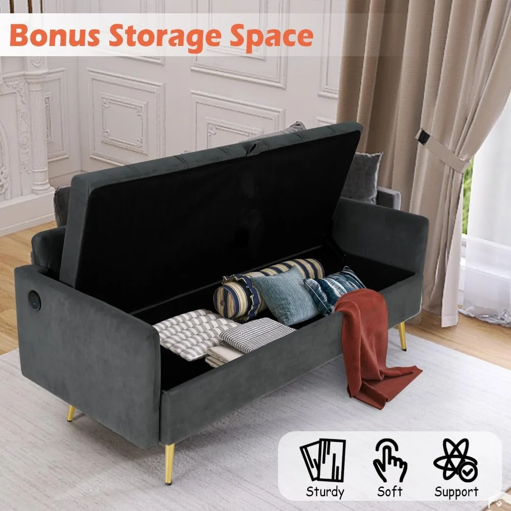 Sofá loveseat de veludo de 60 "w com armazenamento, pequenos sofás de assento amor para quarto, sala de estar, escritório, dormitório, almofada confortável