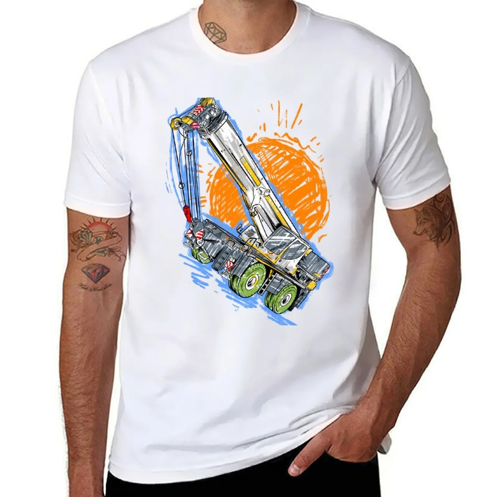 Camiseta con dibujo de Mobile Crane Kiddy, camisetas gráficas para hombre, camisetas divertidas, Camiseta de algodón