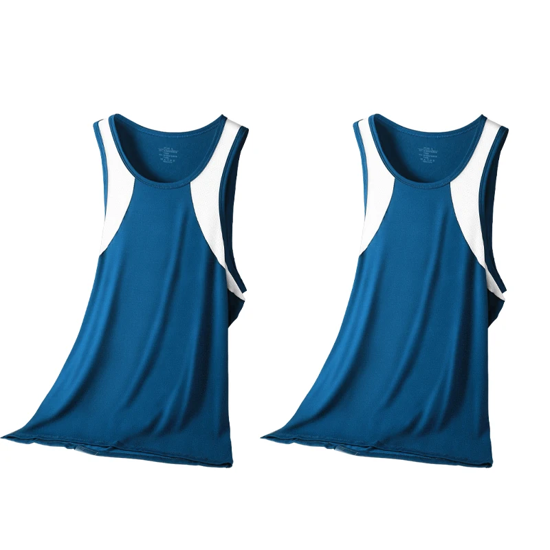 

2Pcs Men's Comfortable Breathable Tank Top Short Sleeve Youth Boys Sports Running Sleeveless T-Shirt Undershirt