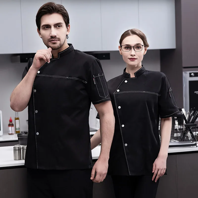 Dining Kitchen Chef Overalls Male Half Sleeve Western Chef Cake Shop Baker Clothing Women's Short Sleeve