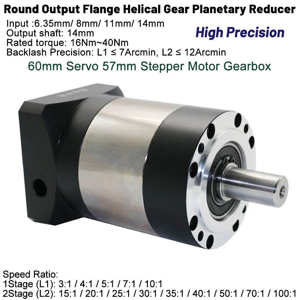 Imagem -06 - Engrenagem Planetária da Caixa de Velocidades Nema 23 Redutor do Servo Motor Deslizante Circular Relação da Velocidade 3:1 4:1 5:1100:1 60 mm 7-12arcmin
