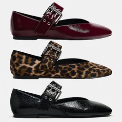 Women Flats New Leopard Print Comfortable Soft Round Toe Flat Shoes for Women Ballet Mary Jane Shoes for Women Zapatos De Mujer