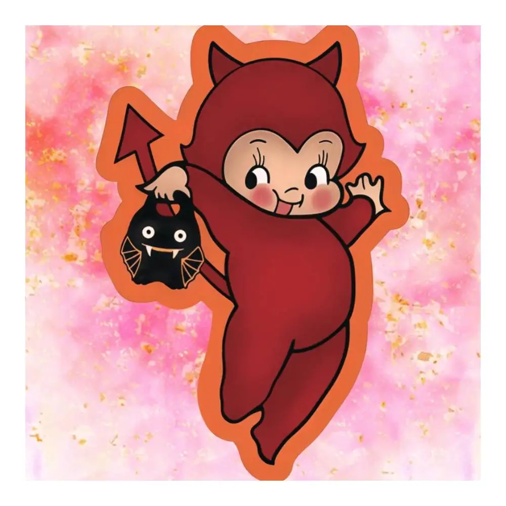 Cartoon Red Devil Sticker For Laptop Vehicle Phone Tablet Desktop Helmet Motorcycle Water Bottle Bumper