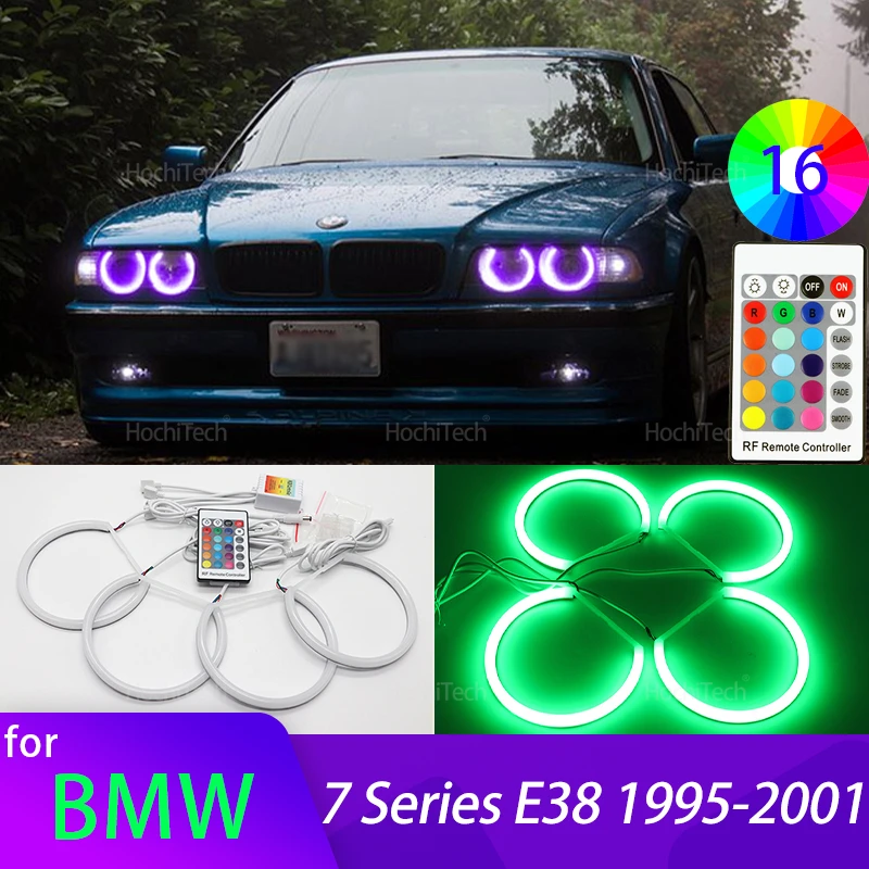 16-Color RGB Cotton LED Angel Eye Rings Daytime Light for BMW 7 Series E38 740i 740iL 750i 750iL 730d 740d 728i 1995-2001