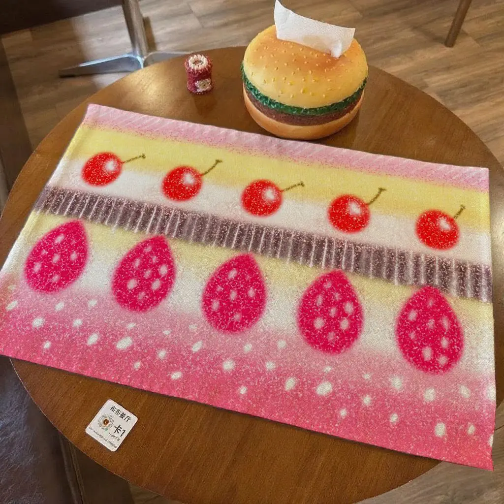 Leather Desk Pad Protector Cherry Dessert Strawberry Lemon Fruits Y2K Mouse Pad Office Desk Mat Non-Slip PU Desk Blotter Pad