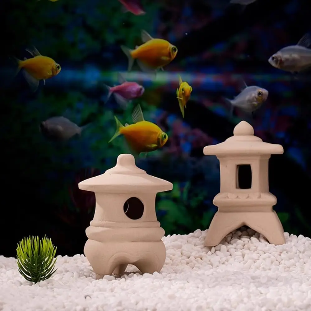 2pcs/set Ceramic Aquarium Decoration Fish Tank Landscaping Fish Shelter Spawning Tank Breeding House Cave Pottery Pot Ornaments