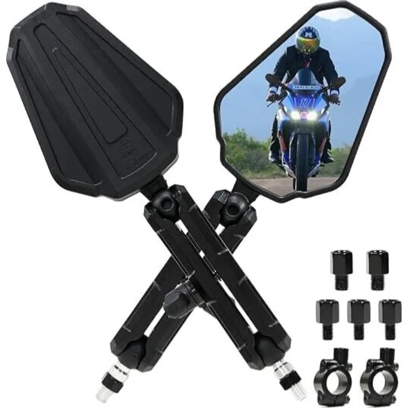 

High Quality Universal Motorcycle Rear View Mirrors Foldable Rear View Handlebar Side Mirror Angle Adjustable