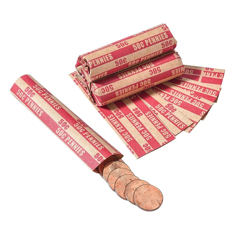 

100 PCS Penny Coin Wrappers Penny Sleeves Flat As Shown Paper Penny Rolls Wrappers