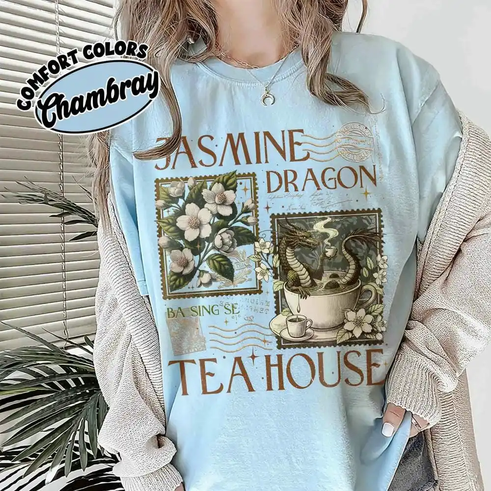 خمر الياسمين التنين الشاي متجر الراحة الظلام الأكاديمية Bookish أنيمي عاشق هدية الصورة الرمزية التي شيرت للجنسين Y2K ملابس الشارع الشهير غير رسمية #3