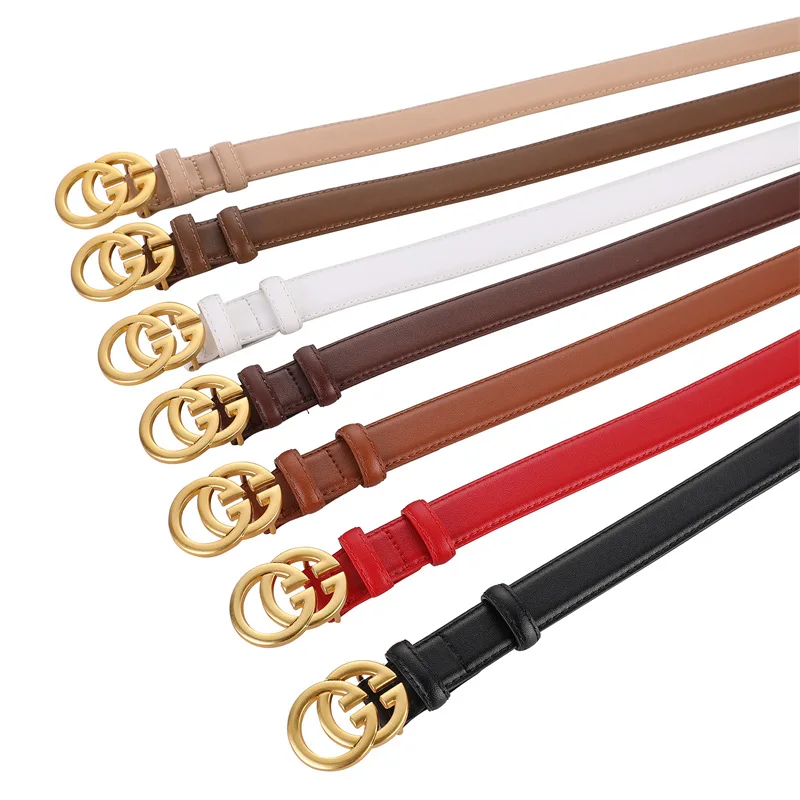 

New alloy letter smooth buckle G-letter women's belt simple and fashionable double G-belt paired with skirt, jeans belt