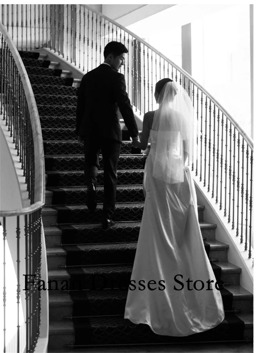 FANAN Corea Guaina Lunghezza pavimento Senza spalline Raso di seta Senza maniche Corsetto increspato Abiti da sposa nnegolare Avorio Personalizzato Bello