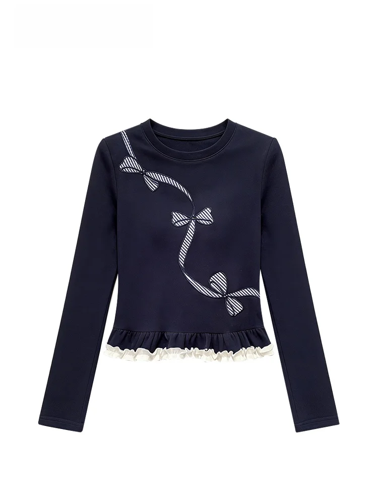 

plus Size Long Sve T-irt Women's Autumn Winter Fce Lined Lace Base Layer Trendy Casual Comfortable Polyester Fiber