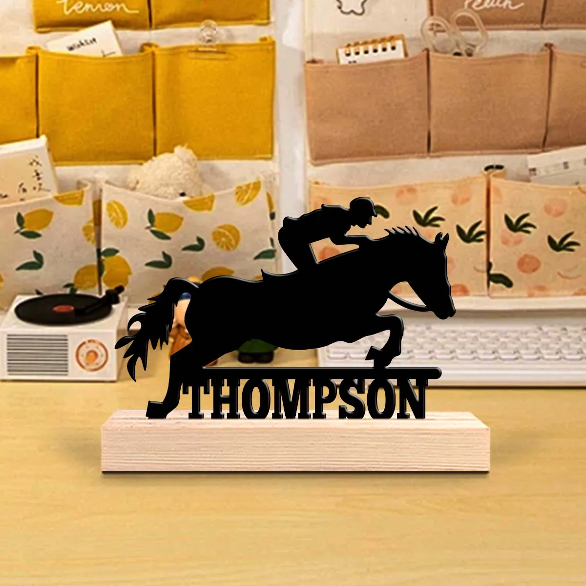 1pc Personalized Retro Iron Statue Decoration Custom Content Equipped with A Wooden Base Festival Ornaments and Decorations