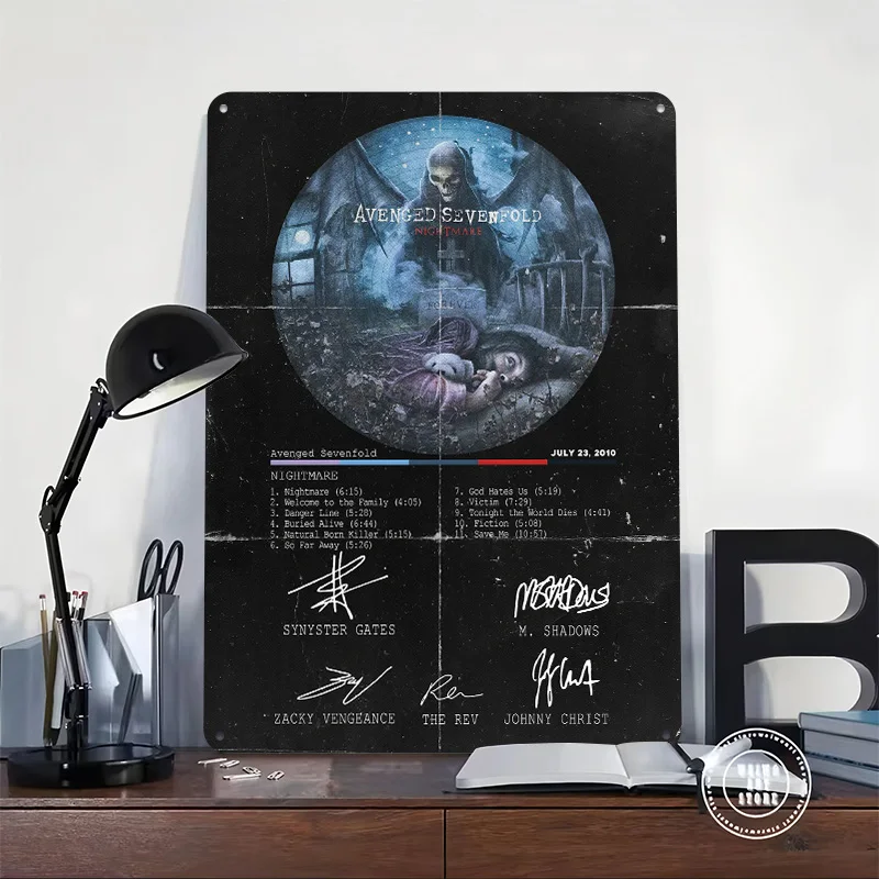 Póster de Metal de Avenged Sevenfold, carteles de Metal, arte de pared, decoración de habitación de jugadores en casa, letrero de estaño personalizado para decoración del hogar, Interior