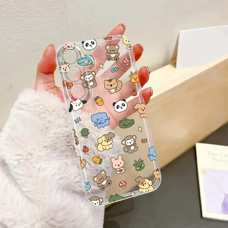 Cartoon Animals Cute Art Phone Case For Samsung Galaxy S26 S25 S24 S23 S22 S21 S20 S10 Lite FE Edge TPU 5G Transparent