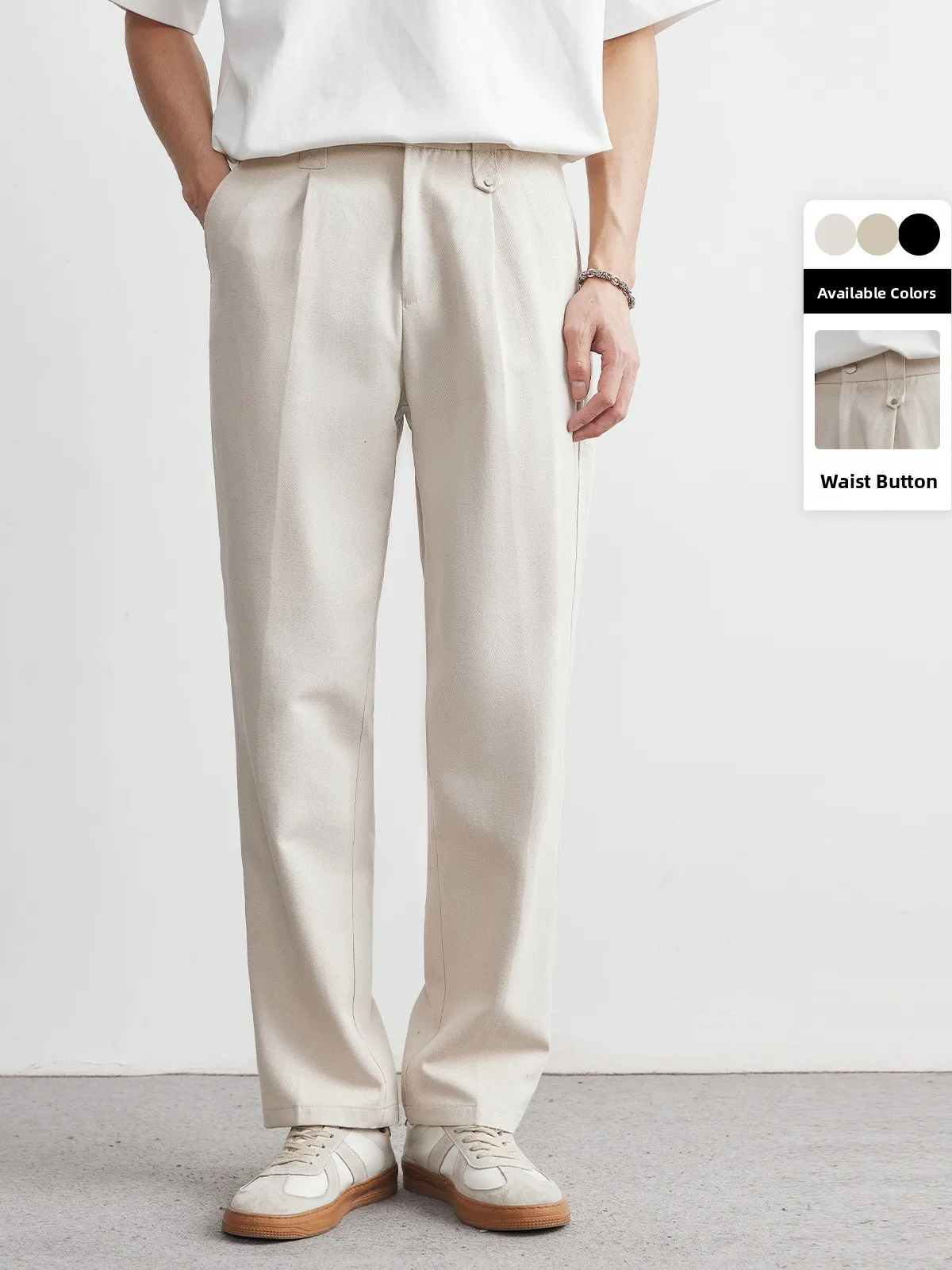 

Kazuki Kuraishi Men's Casual Pants Silk Viscose Straight Leg Drapey Suit Style Spring Autumn Versatile High Waist Fashionable