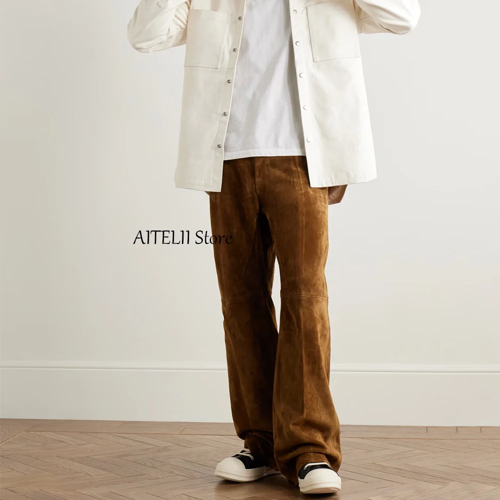 

Модные брюки, мужские брюки пошив для мужчин, замшевая ткань, свободные повседневные прямые рабочие брюки, уличная классическая одежда