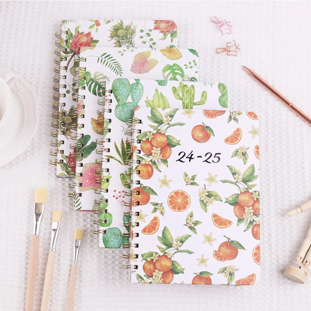 

July 2024-June 2025 Agenda Planner Notebook Floral Loose-leaf Coil Notebook Diary Weekly Planner Schedules Calendar Notepad