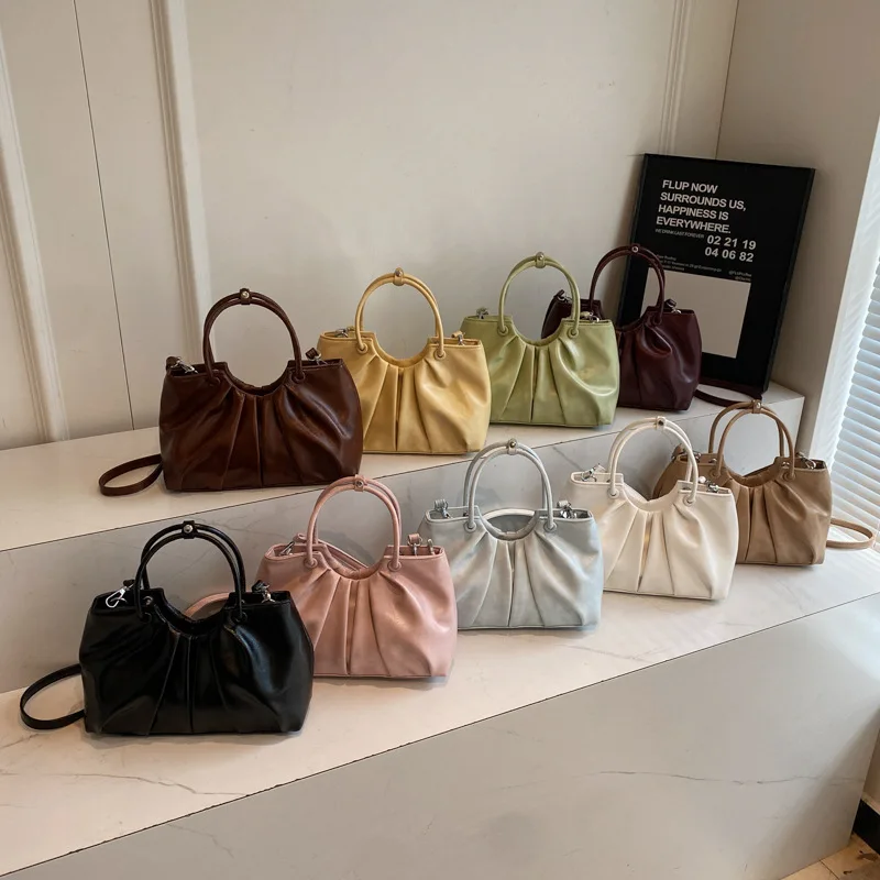 

2025 Hot Selling Pleated Small Square Bag, New Diagonal Span Large Capacity Bag, Single Shoulder Hand-held Women's Bag Purses