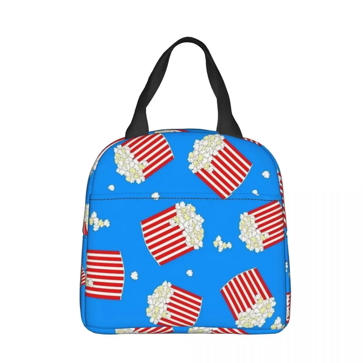 Cute Red And White Popcorn Buckets Insulated Lunch Bag Cooler Bag Meal Container Large Tote Lunch Box Food Storage Bags Picnic