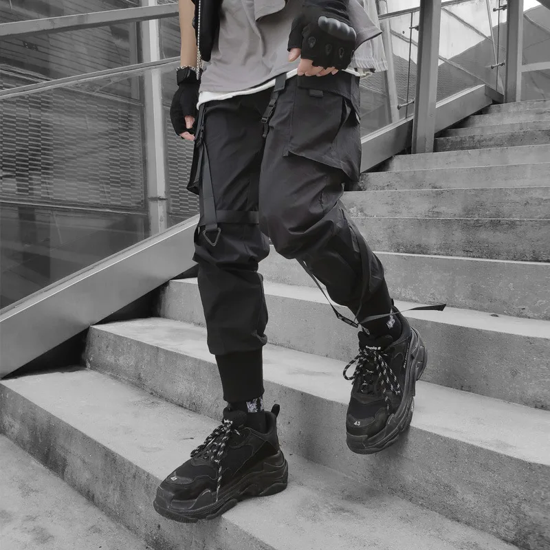 Harajuku Fashion Techwear Men\'s Cargo Pants Hip Hop Punk Male Clothing Streetwear Joggers High Street Holiday Casual Trousers