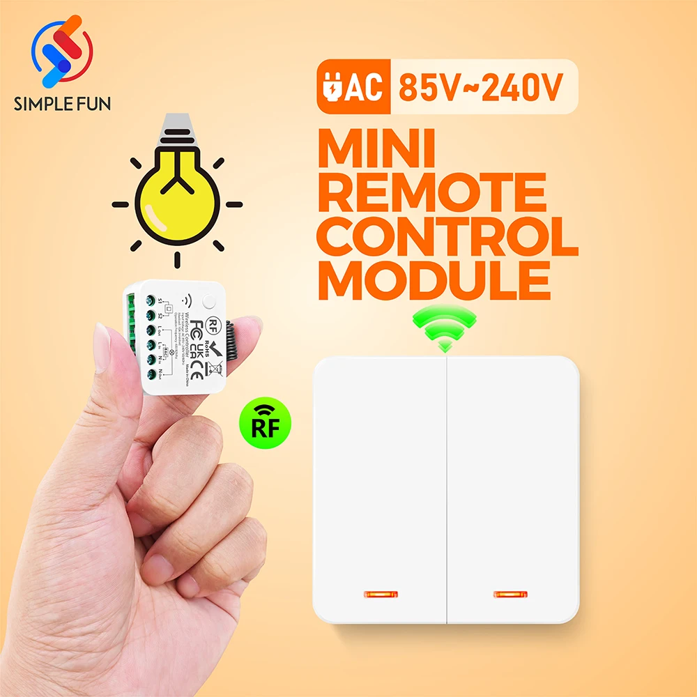 

RF 433Mhz Mini Wireless Remote Control Light Switch 220V 110V 230V 86 Wireless Panel Switch with Delay OFF Function for Lamp/LED
