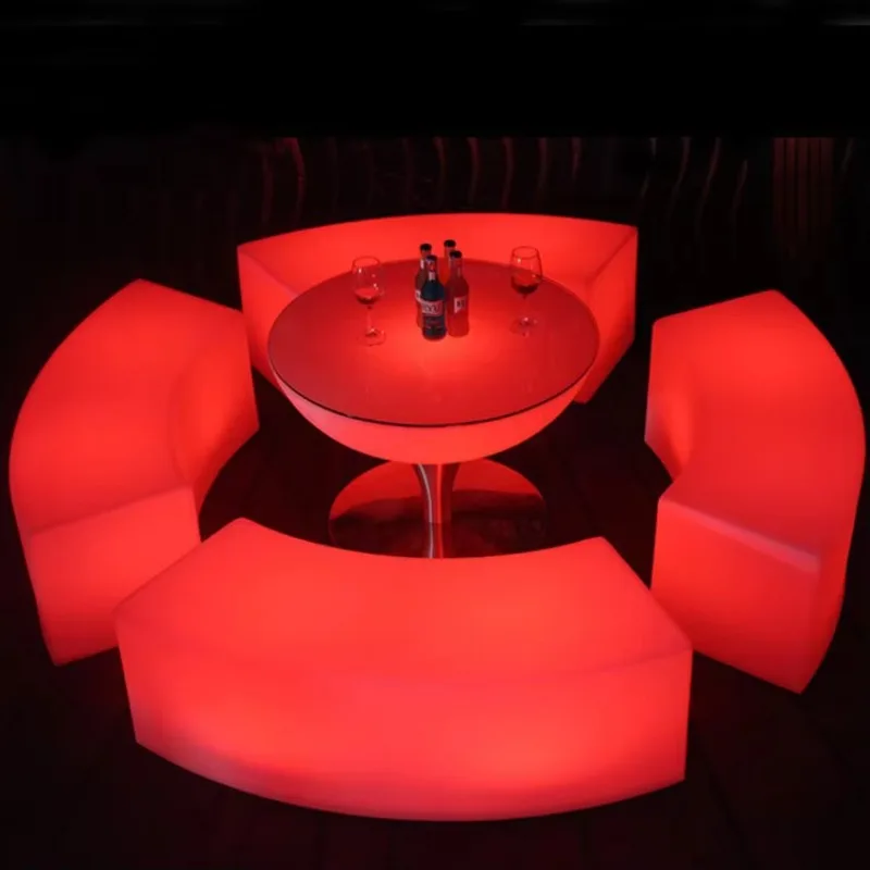 Hot Sale PE Outdoor Rechargeable RGB Color Changing Led Stool Chair Light up Furniture Sets for Bar Wedding