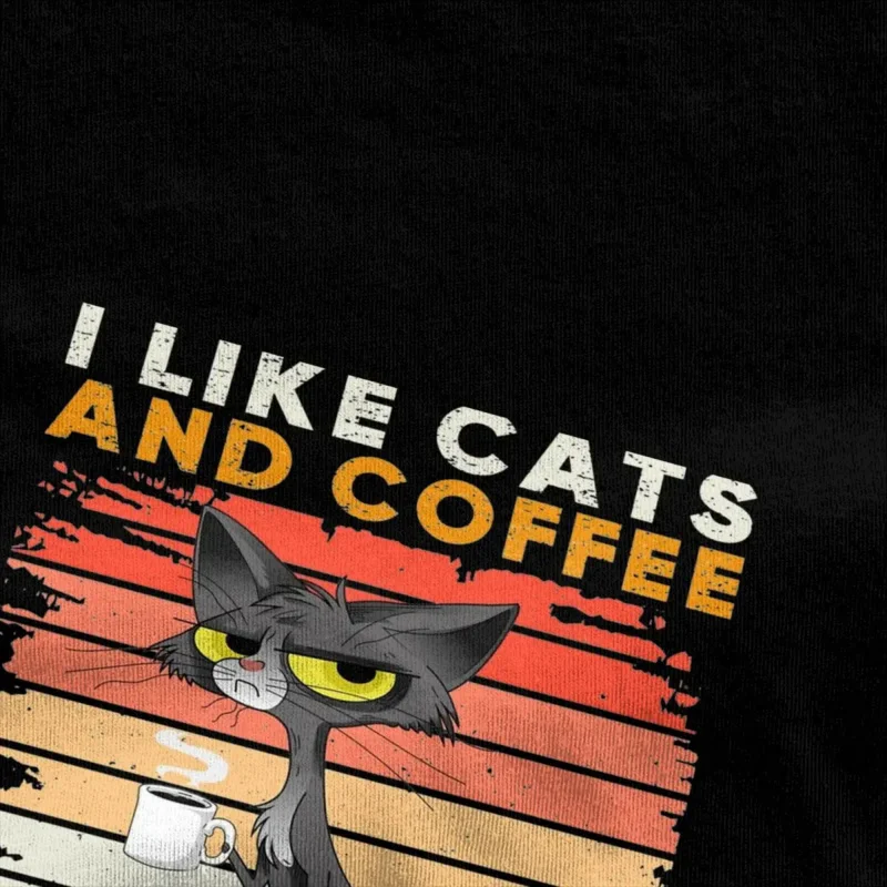 I Like Cats And Coffee And Maybe 3 People T Shirt Summer Funny T Shirts Cotton Hipster Tshirt Man Short Sleeve Casual Clothing