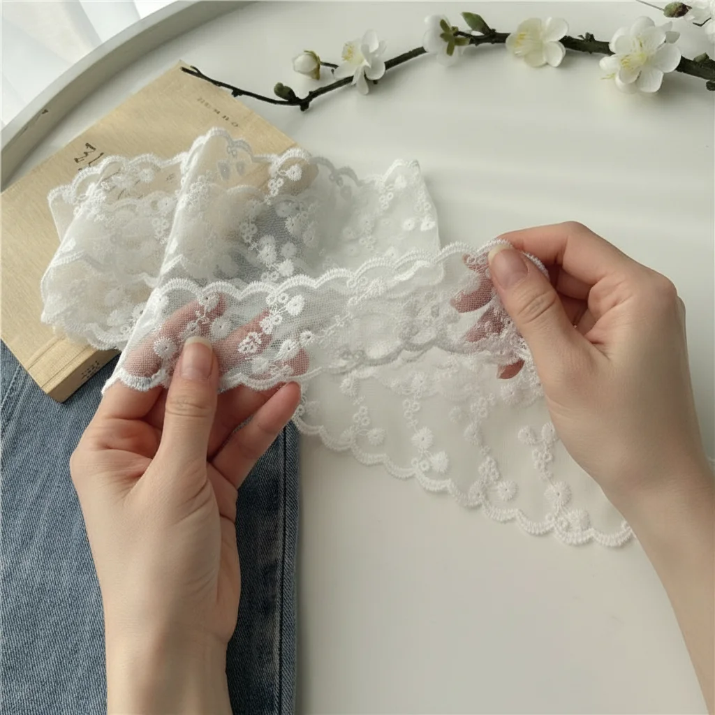 INS Style White Sweet Lace Belt Flowers Embroidery Waist Decoration Waist Chain Belt Bow Tie Lace Headband Women Accessories