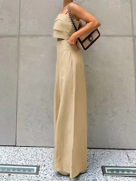 Faionable Sommer-Outfit, Strapsweste und Hose mit weitem Bein, lange Baumwollhose, zweiteiliges Set für Frauen im Alter von 8–25 Jahren