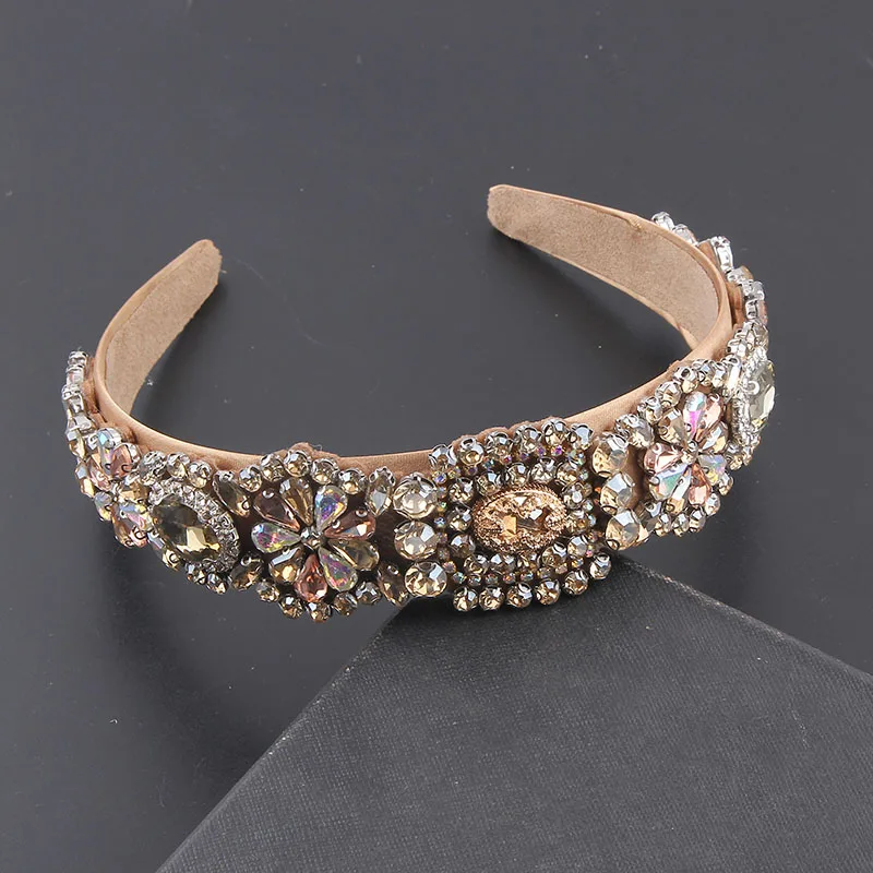 Luxury  Full Green Red Crystal Tiara Hairdband Baroque Rhinestone Diamante Headband Party Wedding Female Hair Accessories558