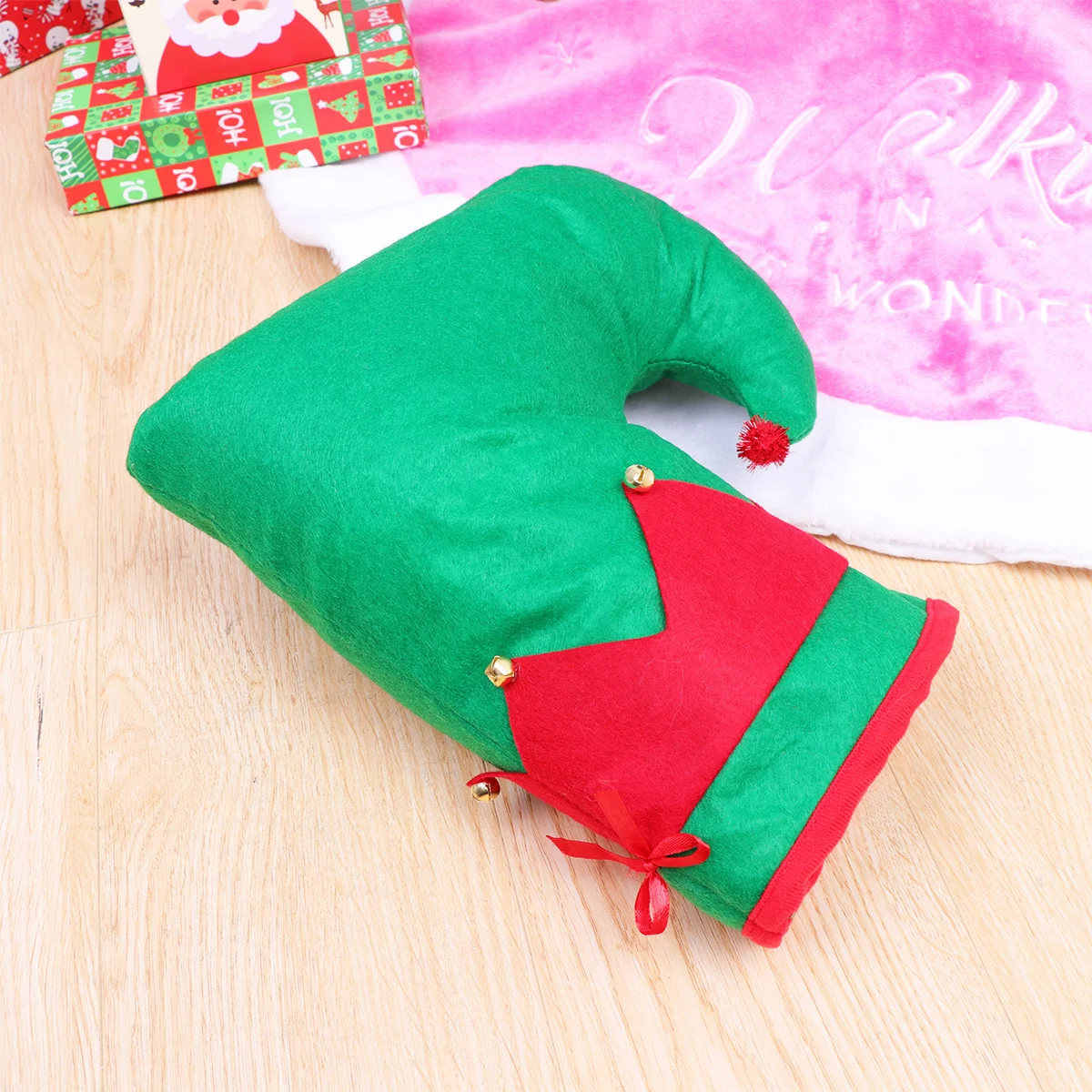 

1Pcs Elf Shoes Christmas Clown Shoes with Bells Festive Novelty Footwear Fun Holiday Party Decorations Cosplay Accessories