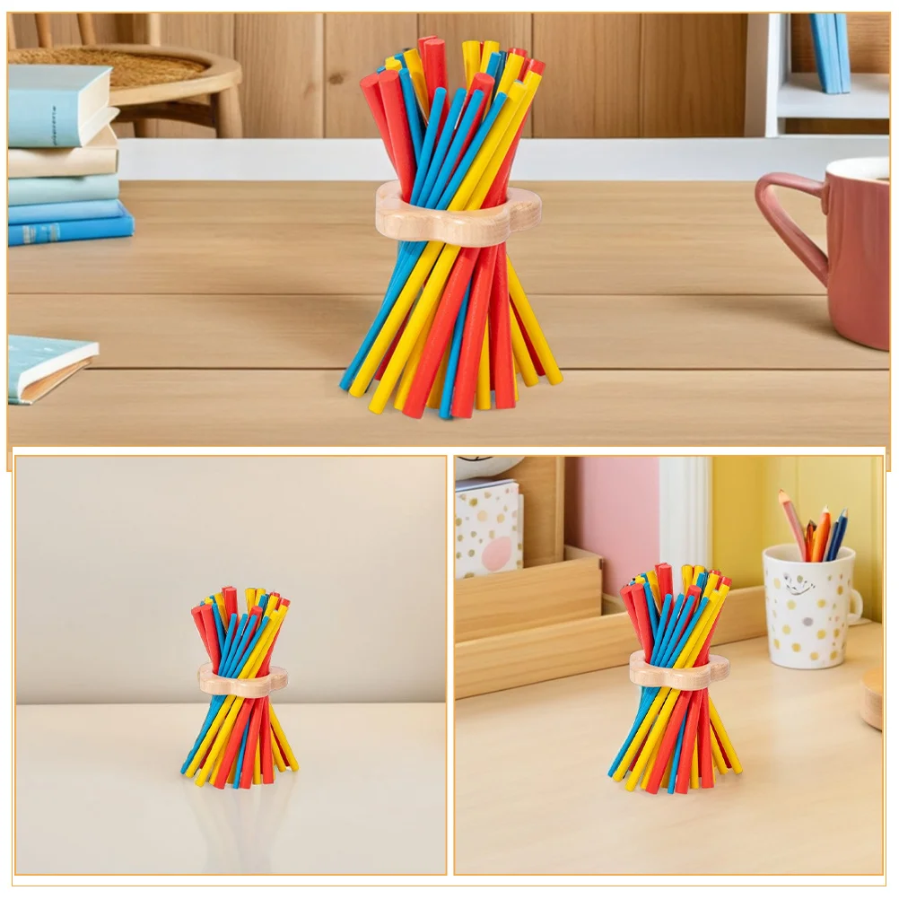 1세트 몬테소리 나무 균형 막대 게임 어린이 교육용 가족 테이블 게임 손과 눈의 협응력 향상 색상