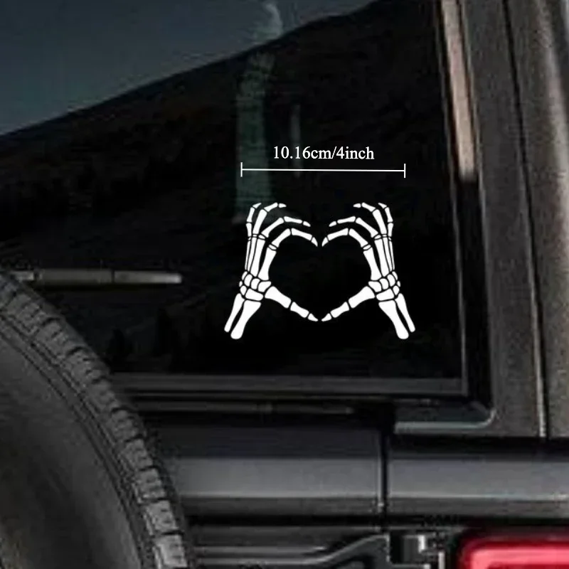 Gothic Skeleton Hands Heart Sticker 1PC Removable Waterproof Vinyl Decal for Water Bottle Car Halloween Party Decor