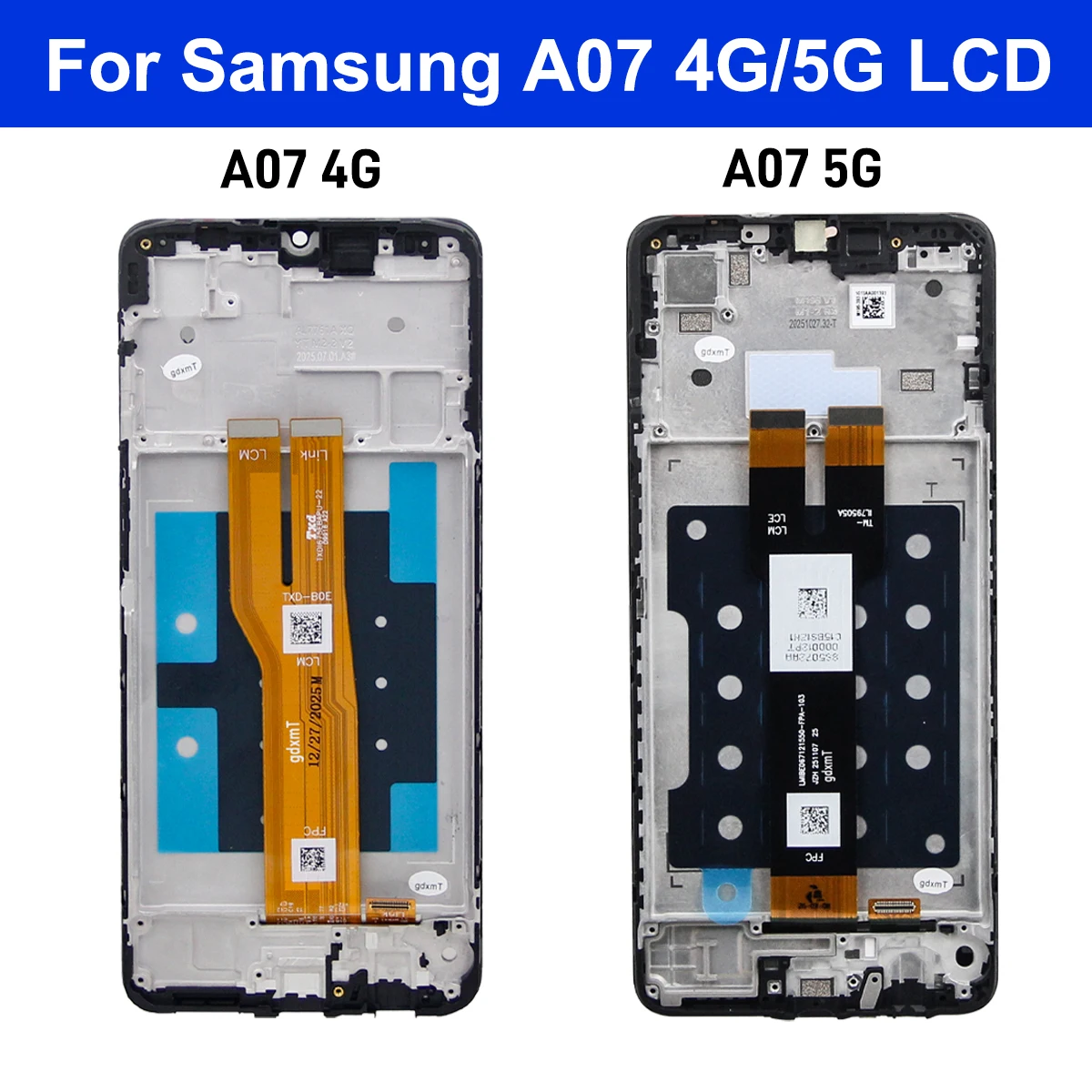 6,7'' LCD-Display mit Touchscreen-Digitizer-Einheit für Samsung A07 4G SM-A075B, Ersatz für A07 5G SM-A076B Mobiltelefon-LCD