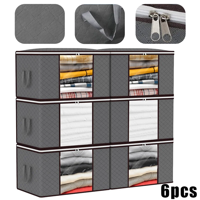 

Quilt Clothes Storage Bag Foldable Storage Bag Non-Woven Clothing Organizer Large Capacity Closet Wardrobe Organizer