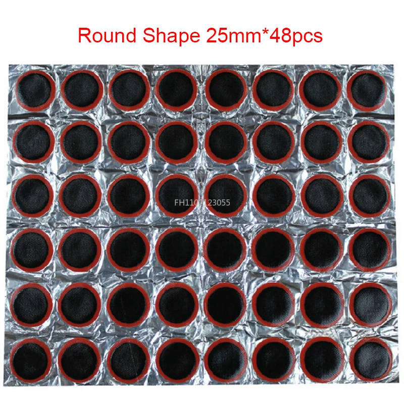 48PCS 25mm Round/Square Rubber Bicycle Tire Patch Cycle Repair Tools Cycling Bike Tire Tyre Inner Tube Puncture Repair Tools